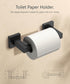 FORIOUS Modern Black Toilet Paper Holder, Wall Mount Square SUS 304 Stainless Steel Bathroom Holder