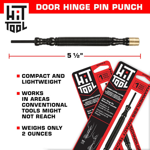 Door Hinge Pin Removal Tool Spring Driven Remover with Soft Face Brass Hammer Punch Set.