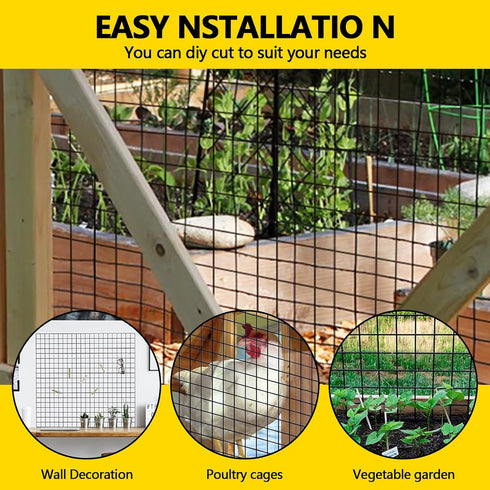 24" 50' 1/4inch 21 (2450-21Gauge) x Hardware Cloth Gauge, Black Galvanized Welded Wire Mesh Roll for Chicken Coop