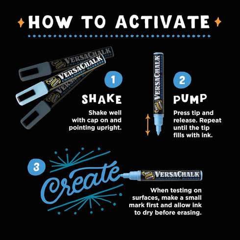 VersaChalk White Chalkboard Chalk Markers, Wet Erase Dustless Chalk Ink Paint Marker for Blackboard, Dry Erase White