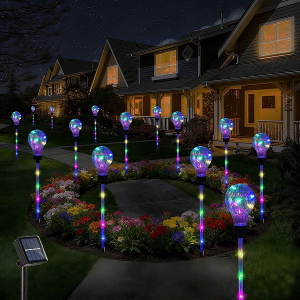 Huacenmy Solar Lights Outdoor Garden Decorative Waterproof 6 Pack Bulb Lights Outside Solar
