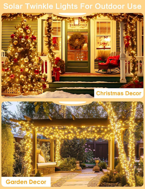 3 Pack 120FT 300 8 Solar Christmas String Lights Outside, Total LED Solar Garden Twinkle Lights Outdoor, Waterproof