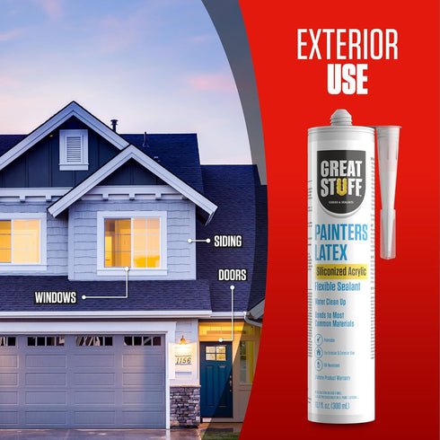 Great Stuff Acrylic Latex Paintable Caulking Sealant, White Caulk, 10.1 oz