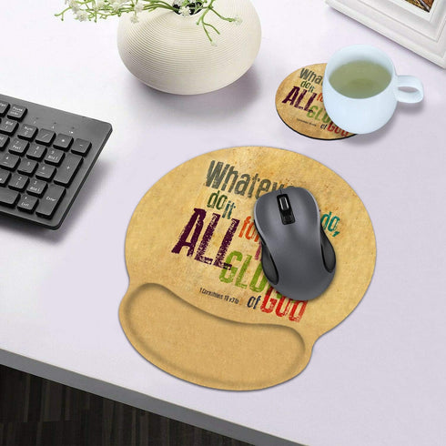 Ergonomic Mouse Pad Wrist Support Set - Bible Verse Design with Non-Slip PU Base for Home Office Pain Relief