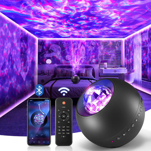 One Fire Galaxy Projector, Vibrant Galaxy Light Projector, White Noise & Bluetooth Room Lights for Bedroom,Remote Timer