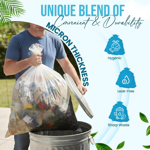 MAX MANUFACTURING 7-10 1000 Count (24" 24", 6 Commercial 20 50 Count Premium Gallon Trash Can Liners x Mic) Strong