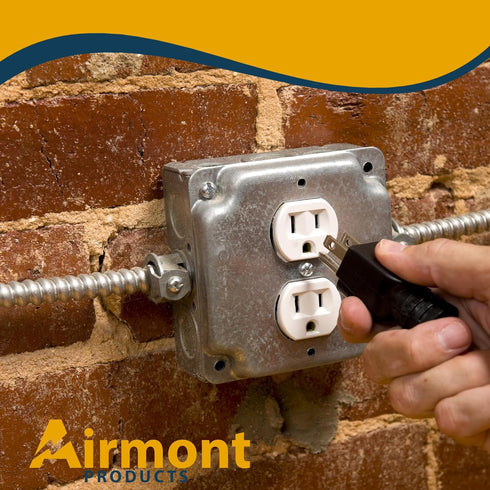 AP-12096, 4" Square Duplex Receptacle Electrical Box Cover, 1/2" Raised, Galvanized Steel, Crushed Corners