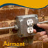 AP-12096, 4" Square Duplex Receptacle Electrical Box Cover, 1/2" Raised, Galvanized Steel, Crushed Corners