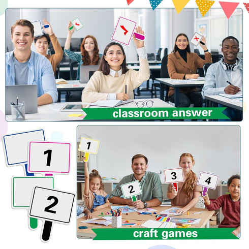 Crtiin 40 Pcs Colorful Dry Erase Paddles, Mini Handheld Double Sided Whiteboard for Student Teaching Classroom
