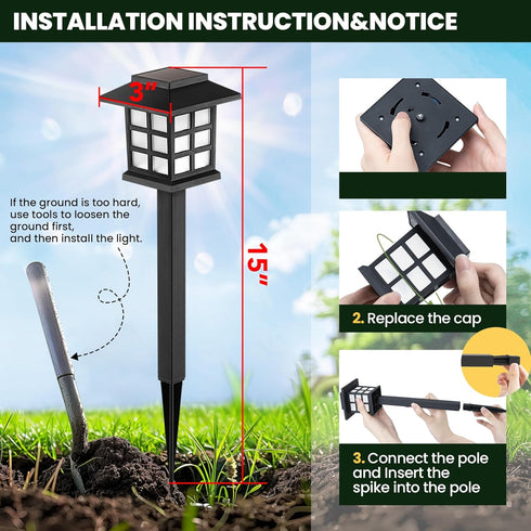 Lights,12 Pack 10 GIGALUMI Solar Outdoor LED Solar Lights Outdoor Waterproof, Solar Walkway Lights Maintain Hours