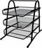 Performore 3 Tier Paper Tray Organizer for Desk, Black Stackable Metal Mesh Letter Trays for Document Storage
