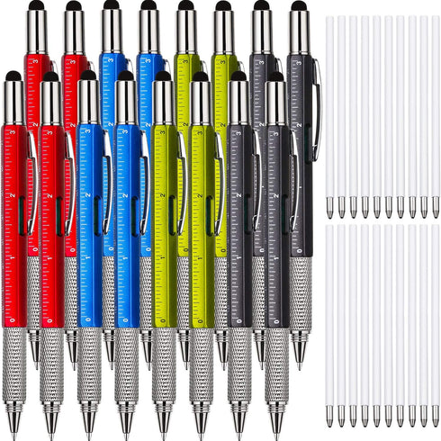 Zhanmai 16 Pcs Multitool Pens, 6 in 1 Multi-tool Pen Set with Refills for Men's Birthday Gifts, Christmas Stocking