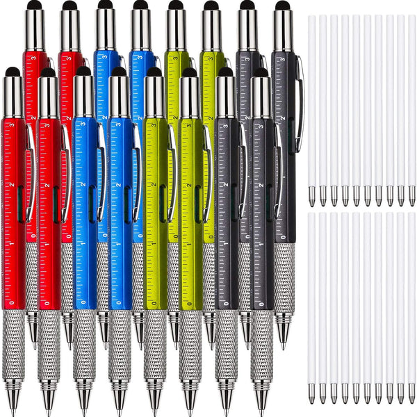 Zhanmai 16 Pcs Multitool Pens, 6 in 1 Multi-tool Pen Set with Refills for Men's Birthday Gifts, Christmas Stocking