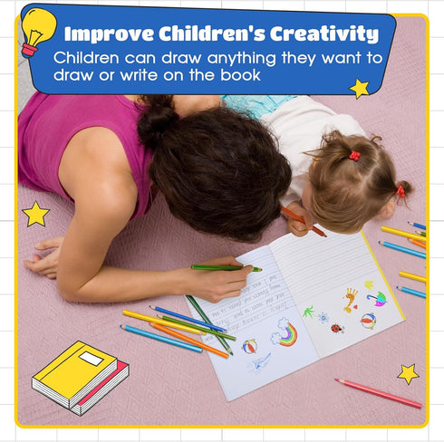 Henoyso 24 Pcs Primary Composition Notebook K-2 - 9 3/4 x 7 1/2 Inch Blank Writing Book for Kids, 60 Pages