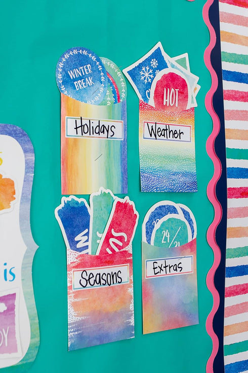 Teacher Created Resources TCR5816 Watercolor Library Pockets, Multi-Pack