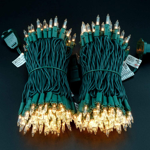200 Pack 2 Sets 33 100 Count YULETIME Clear Christmas Lights, of Feet UL Certified Incandescent String Lights (Clear