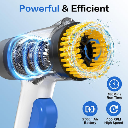 2 1 IPX7 6 Electric Spin Scrubber in Scrubber Brush & Cleaning Spray with No-Rinse Formula Cleaner Full Body Waterproof