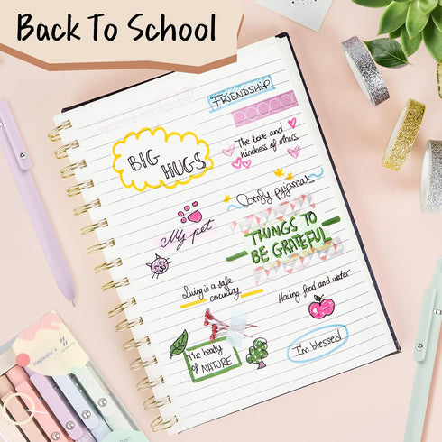 Gel Pens, Aesthetic Office College Supplies, Birthday Gifts for Women, Black Ink Cute Pens, 6 Pack