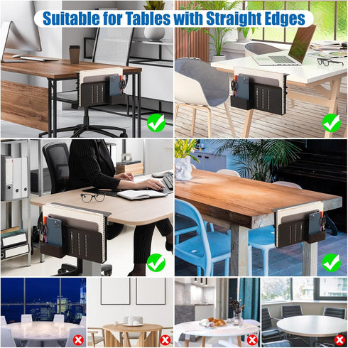Desk Side Storage Holder - Desk Organizer for Laptop Clamp-On Desk Shelf, Drilling Standing Desk Drawer for Office