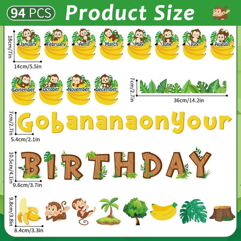 Jungle Theme Monkey Birthday Bulletin Board Set Classroom Happy Birthday Chart Cutouts Safari Decorations for Calendars Bulletin Boards Wall Preschool Decor Back to School Teacher Supplies