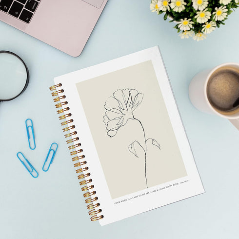 Bible Scripture PSALM 119:105 Your Word is a Lamp to My Feet Boho Botanical Leaf Spiral Notebook Journal 5.5 x 8.3 inches,Christian Lined Hardcover Spiral Notebook,Christian Gifts
