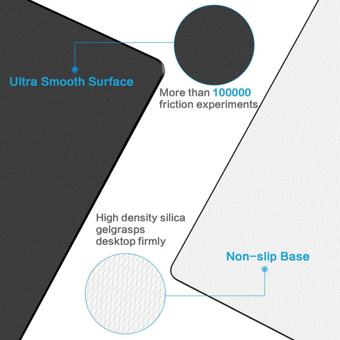 Hard Mouse Pad, Unique 3 Layers Design with Plastic Surface for High DPI Mice, Large Size (11.6"x9.5") Black