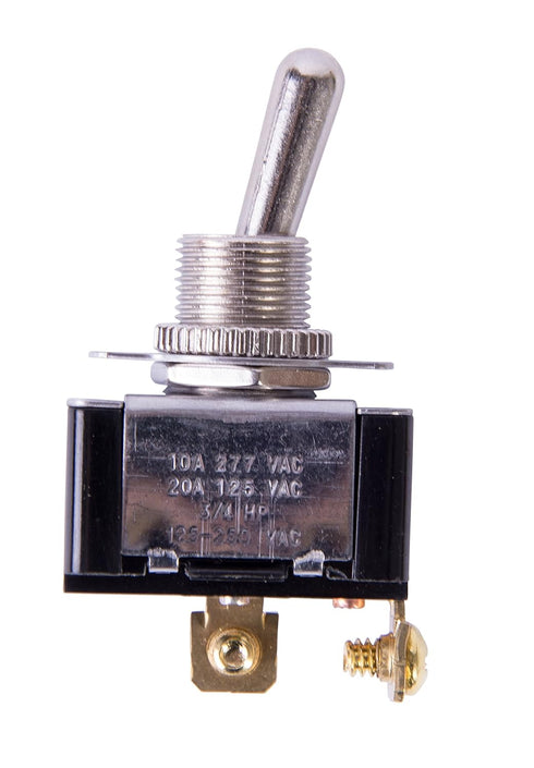 Gardner Bender GSW-11 Heavy-Duty Electrical Toggle Switch, SPST, ON-OFF, ¾ HP 125-250V AC, Screw Terminal