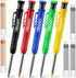 Hiboom 5 Pcs Mechanical Carpenter Pencil, 30 Pcs Refills Needle Nose Tip Hole Marker for Woodworking
