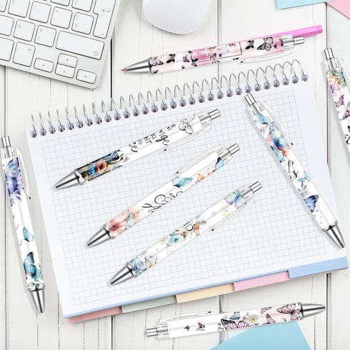 Butterfly Print Ballpoint Pens, 24PCS Kawaii Butterfly Pens Set, Retractable Positive Affirmation Pens for Office