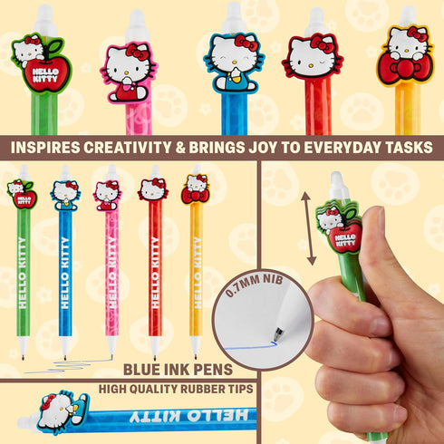 5pcs Set Set Get Trend Hello Kitty Erasable Gel Ink Pens Cute Writing Pens for Kids Fun Stationery Kawaii Journaling