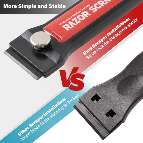 2PCS 100PCS (W80) Gomake Plastic Razor Blade Scraper Tool with Blade Container Razor Scraper with Extra Plastic Blades
