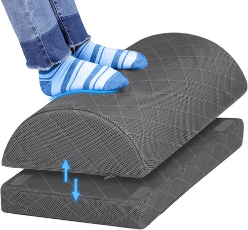 Foot Rest for Under Desk at Work, Comfortable Desk & Gaming Accessories with 2 Adjustable Heights & Removable Cover