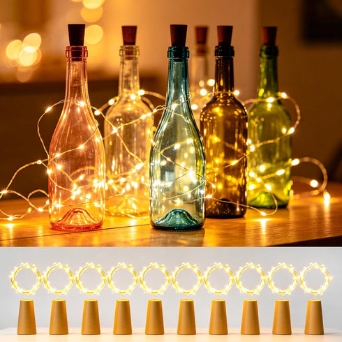 Generic Wine Bottle Lights with Cork-10 Pack 78.74 Inches 20 LED Battery Drive