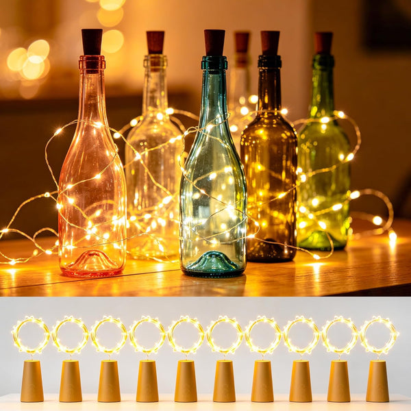 Generic Wine Bottle Lights with Cork-10 Pack 78.74 Inches 20 LED Battery Drive