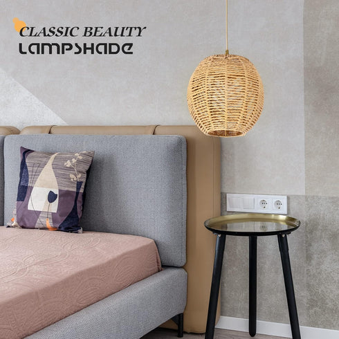 (15 15 cm) Wicker Lamp Shade for Hanging Lamp,Woven Pendant Lamp Shade Rattan Light Fixture Shade for Living Room