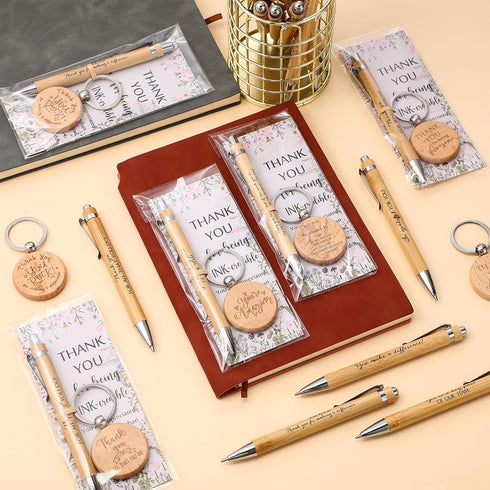 Dispowreath 30 Sets Thank You Gifts Inspirational Bamboo Pens Employee Appreciation Gifts with Motivational Wooden