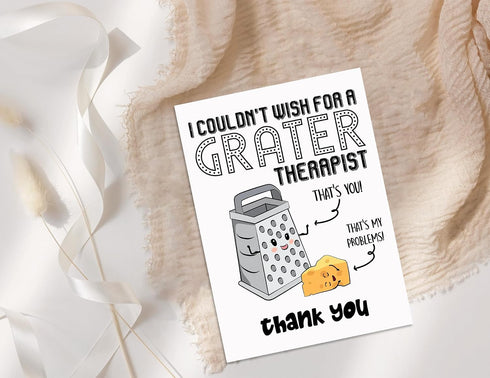 ABSMDesigns Great Therapist Card - Funny Thank You Card - Cute Cheese Card - Therapist Greeting Card - Pretty Thanks