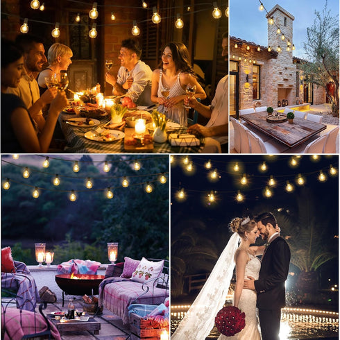 Mlambert 48FT 15 G40 Bulbs(1 Solar String Lights, Outdoor Waterproof Patio Lights with Shatterproof Spare), Led Light