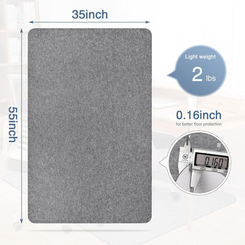 Placoot Office Chair Mat for Hardwood Floor, 55"x35" Large Anti-Slip Floor Protector for Home Office