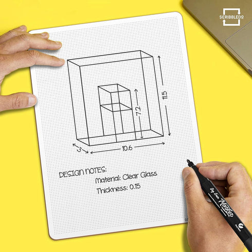 Dotted Dry Erase Board Graph Whiteboard 9" x 12" Double Sided with Bullet Dot Grid Paper for Home School Classroom Kids and Students Portable Dot Grid Board for Notes Drawing graphing and Calligraphy by Scribbledo