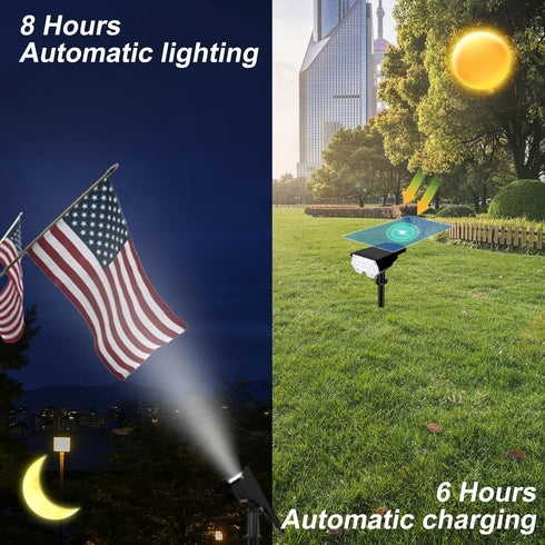 Waterproof20 2 (2 Pack,White All-New Solar Spot Lights Outdoor LEDs Solar Flag Light with Modes,Landscape Spotlights