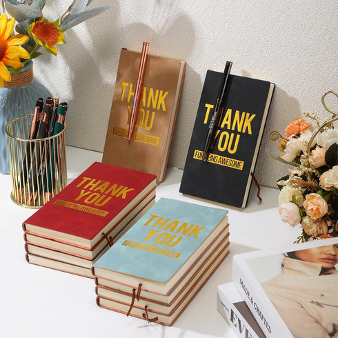 Ireer 10 Sets Appreciation Gifts Notebooks with Pens, A6 Leather Journal Thank You Gifts for Employees