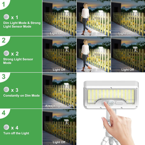 92 3 (1 Pack) Tryme LED Solar Lights Outdoor Waterproof with Motion Sensor, Octopus Stand, Adjustable Angle, Optical
