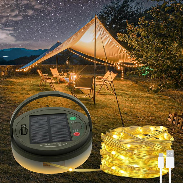 Solar Camping String Lights, 32.8 FT Fairy String Light, 4 in 1