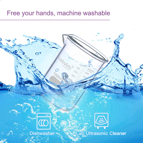 Heavy Duty Glass Beakers Set of 2 pcs, 1000ml Thick-Walled, 3.3 Boro Griffin Low Form for Laboratories and Schools