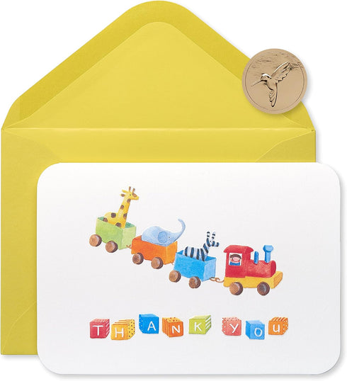 Papyrus Baby Thank You Cards with Envelopes, Toy Train Design (12-Count)
