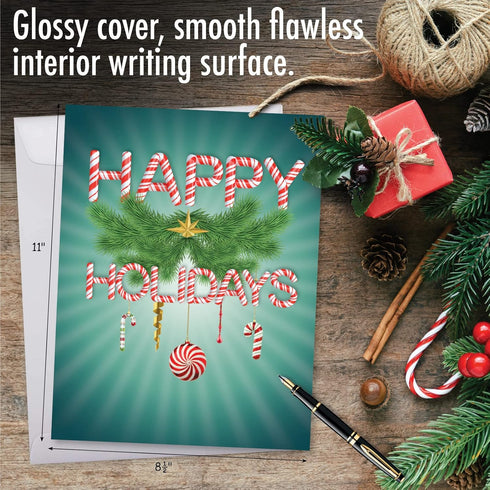 The Best Card Company Jumbo Merry Christmas Card (8.5 x 11 Inch) - Big Group Notecard for Happy Holidays, Xmas