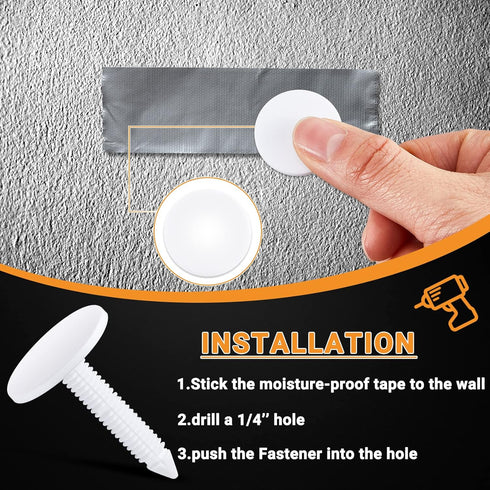 1 3/8 '' Vapor Barrier Christmas Tree Fasteners for Crawlspace Covers, White Push Plastic Foam Board (150 Pcs)