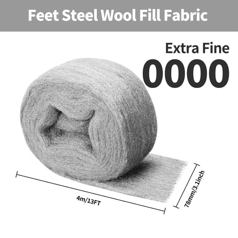 Steel Wool for Mice Control, 4 Pack of 3.1"x13 Ft, Gap Filler for House & Garage, Keep Mice Away