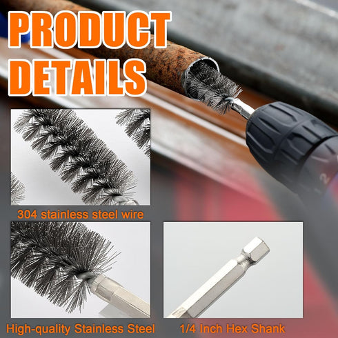 18-Pack, 1/4" MAXAMN Wire Brush for Drill Wire Brushes for Cleaning Rust Tube Automotive, Nylon, Brass, Stainless Steel